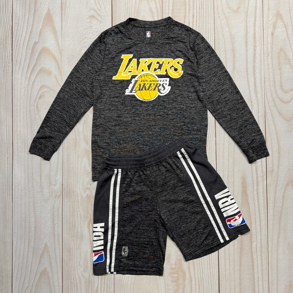 Los Angeles Lakers NBA Youth Size L (14-16) Long Sleeve T-Shirt & Short Charcoal